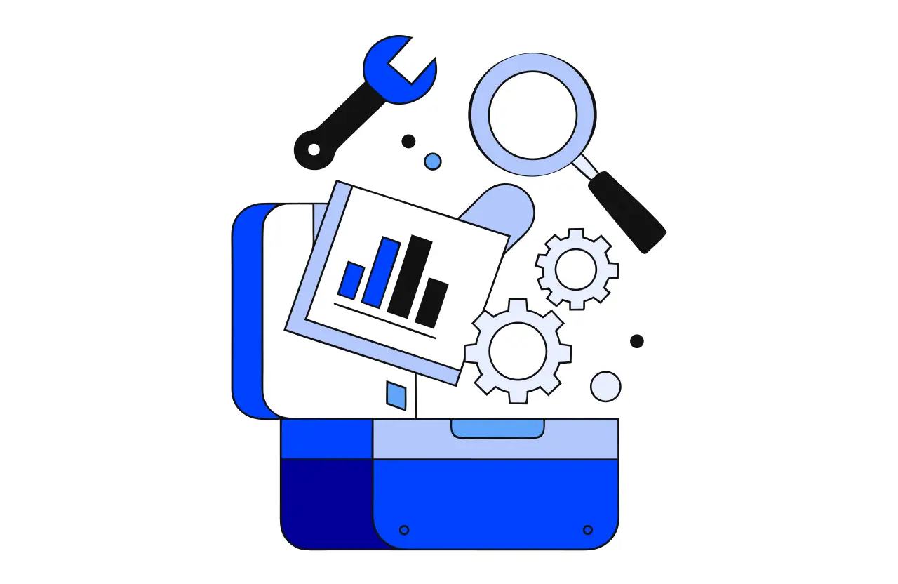 SEO 최적화 5단계 프로세스를 보여주는 일러스트