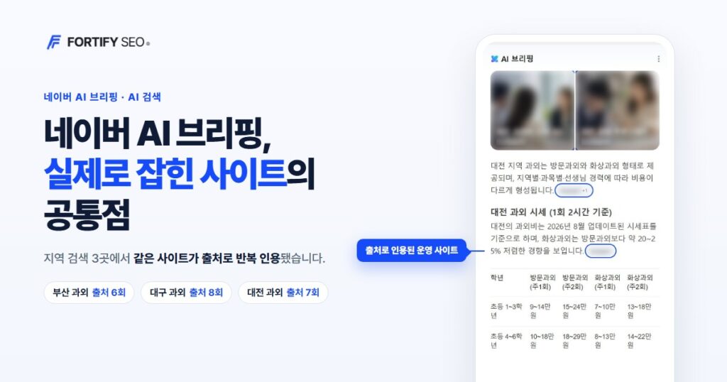 네이버 AI 브리핑에 운영 사이트가 출처로 인용된 화면